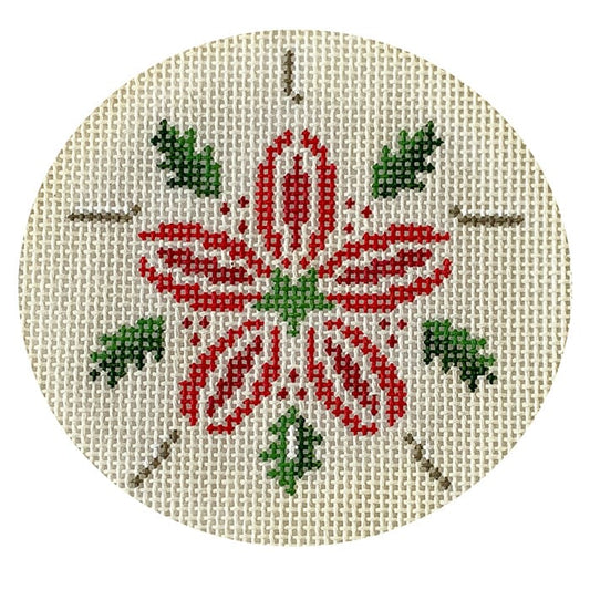 Holly Sand Dollar Ornament #18 Painted Canvas Susan Roberts Needlepoint Designs Inc. 