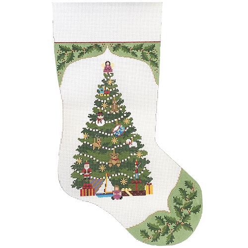 Holly, Toy Tree Insert Stocking Painted Canvas Susan Roberts Needlepoint Designs Inc. 
