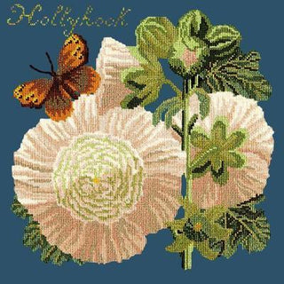 Hollyhock Needlepoint Kit Kits Elizabeth Bradley Design Dark Blue 
