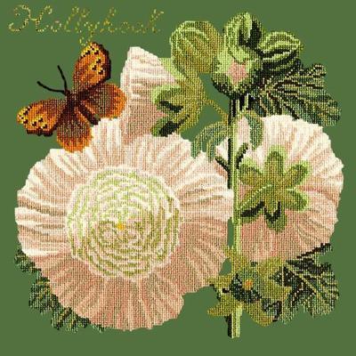 Hollyhock Needlepoint Kit Kits Elizabeth Bradley Design Dark Green 
