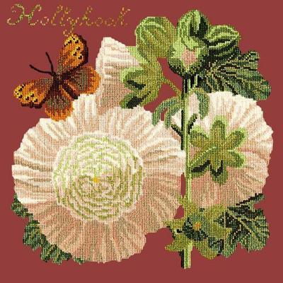 Hollyhock Needlepoint Kit Kits Elizabeth Bradley Design Dark Red 
