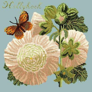 Hollyhock Needlepoint Kit Kits Elizabeth Bradley Design Pale Blue 
