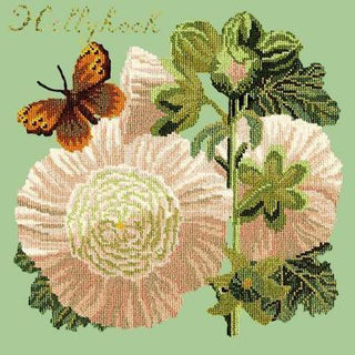 Hollyhock Needlepoint Kit Kits Elizabeth Bradley Design Pale Green 
