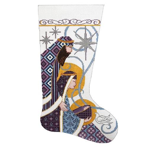 Holy Family Stocking (AP) Painted Canvas Alice Peterson Company 