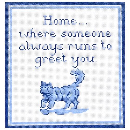 Home... Cat Painted Canvas The Plum Stitchery 