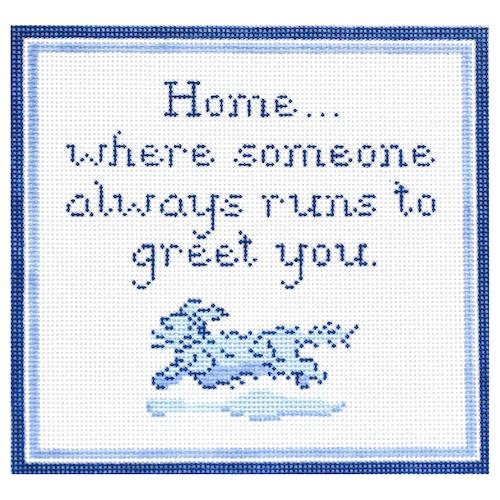 Home...Long Haired Dachshund Painted Canvas The Plum Stitchery 
