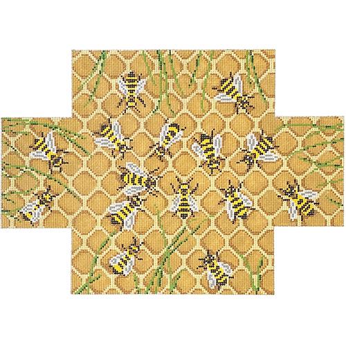 Honey Bees Honeycomb Brick Cover Painted Canvas Needle Crossings 