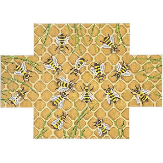 Honey Bees Honeycomb Brick Cover Painted Canvas Needle Crossings 
