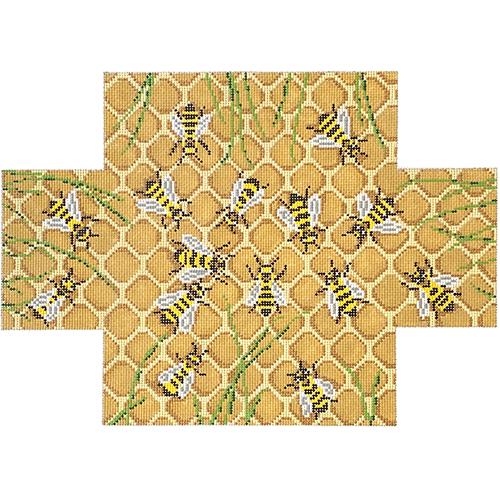 Honey Bees Honeycomb Brick Cover Painted Canvas Needle Crossings 
