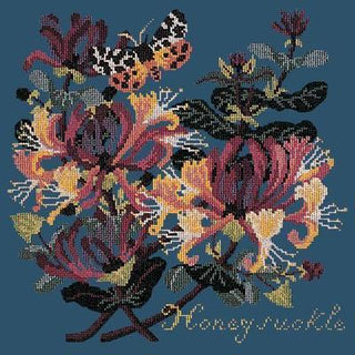 Honeysuckle Needlepoint Kit Kits Elizabeth Bradley Design Dark Blue 
