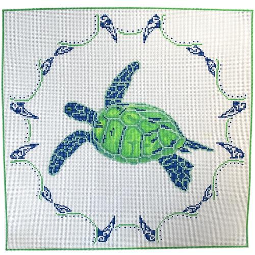 Honu (Sea Turtle) Painted Canvas Blue Ridge Stitchery 