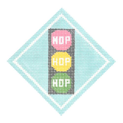 Hop Hop Hop Lights Ornament Painted Canvas Kimberly Ann Needlepoint 
