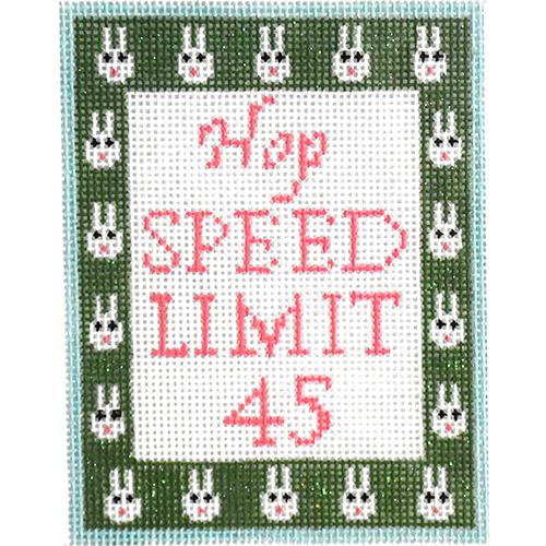 Hop Speed Limit Ornament Painted Canvas Kimberly Ann Needlepoint  - 1