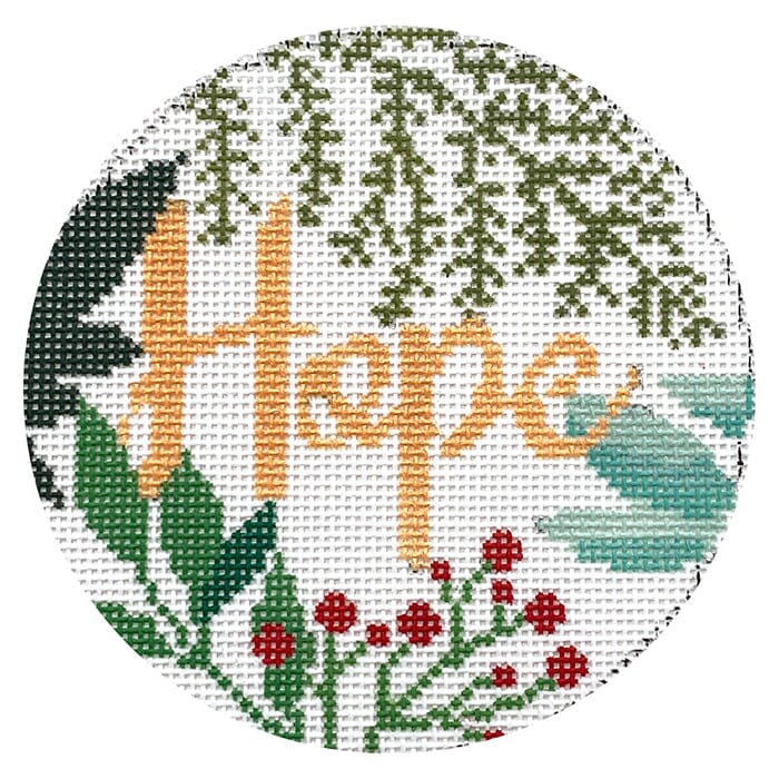 Hope Ornament White & Gold Painted Canvas Laura Love Designs 