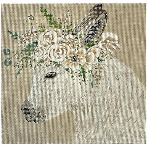 Hope the Donkey with Floral Crown Painted Canvas Painted Pony Designs 