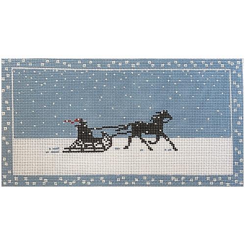 Horse and Sleigh Painted Canvas The Plum Stitchery 