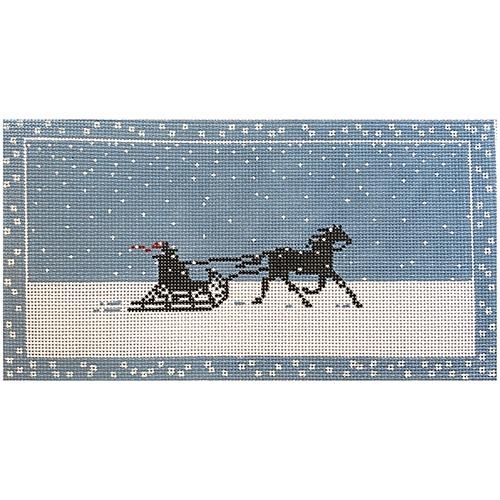 Horse and Sleigh Painted Canvas The Plum Stitchery 
