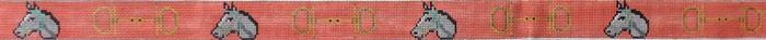 Horse Head w/ Bits Belt   Peach Painted Canvas The Meredith Collection  - 1