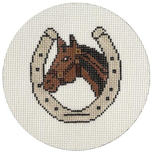 Horse Shoe with Horse Head Painted Canvas The Meredith Collection 
