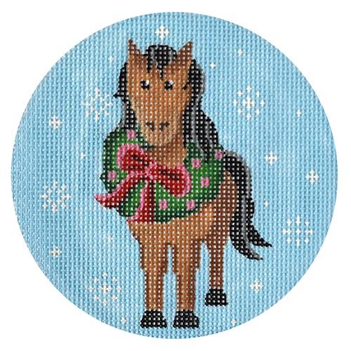Horse with Wreath Ornament Painted Canvas Pepperberry Designs  - 1
