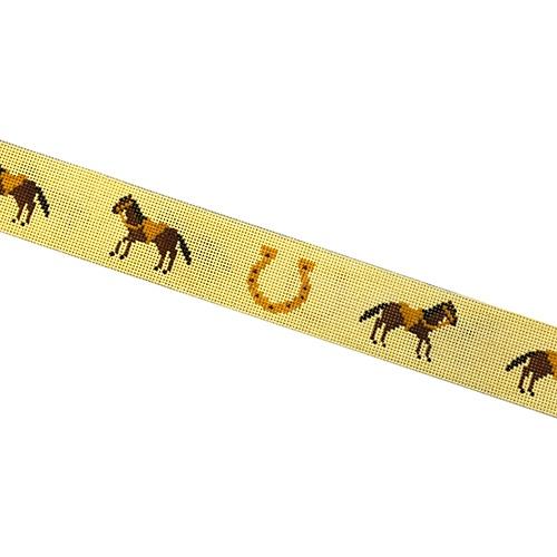 Horses and Horse Shoes Belt Painted Canvas Voila!  - 1
