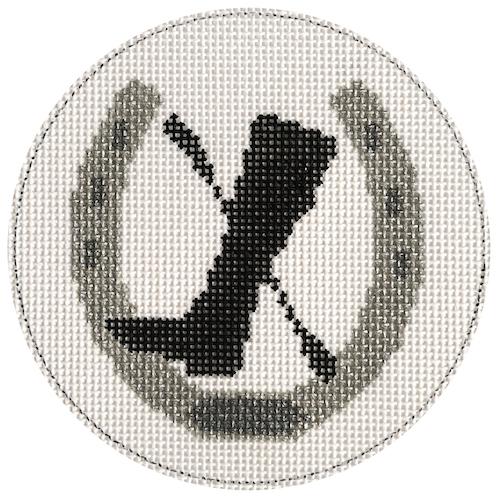 Horseshoe with Boot and Crop Painted Canvas The Meredith Collection 
