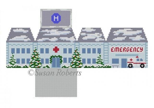 Hospital Mini House Painted Canvas Susan Roberts Needlepoint Designs Inc.  - 1