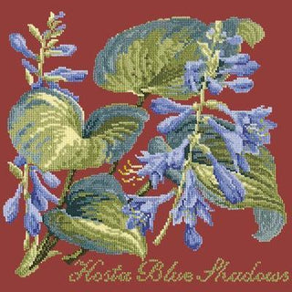 Hosta Blue Shadows Needlepoint Kit Kits Elizabeth Bradley Design Dark Red 
