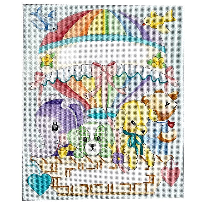 Hot Air Balloon Birth Announcement Painted Canvas Alice Peterson Company 