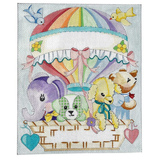 Hot Air Balloon Birth Announcement Painted Canvas Alice Peterson Company 