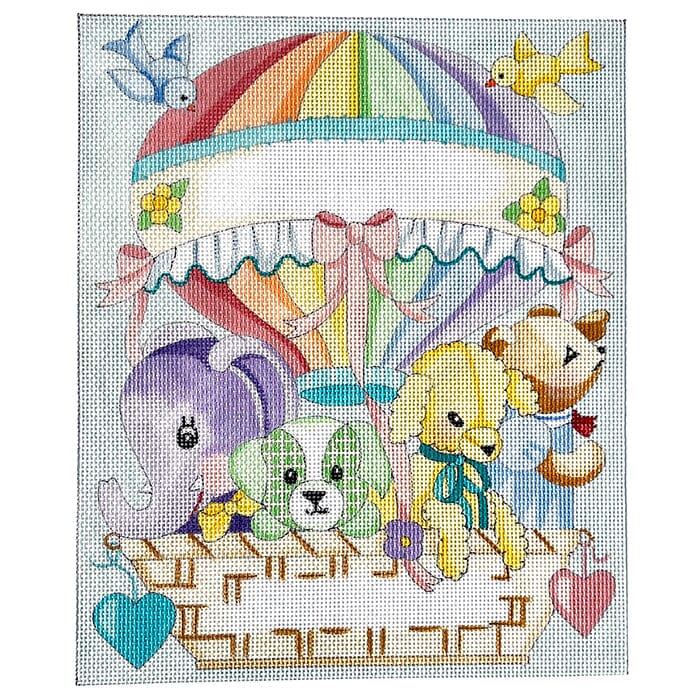 Hot Air Balloon Birth Announcement Painted Canvas Alice Peterson Company  - 1