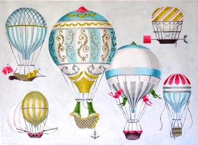 Hot Air Balloons   Multi Blue Painted Canvas Kirk & Bradley 
