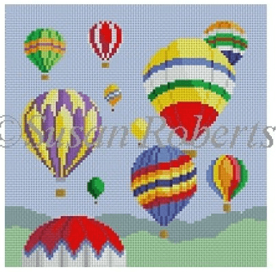 Hot Air Balloons Painted Canvas Susan Roberts Needlepoint Designs, Inc. 