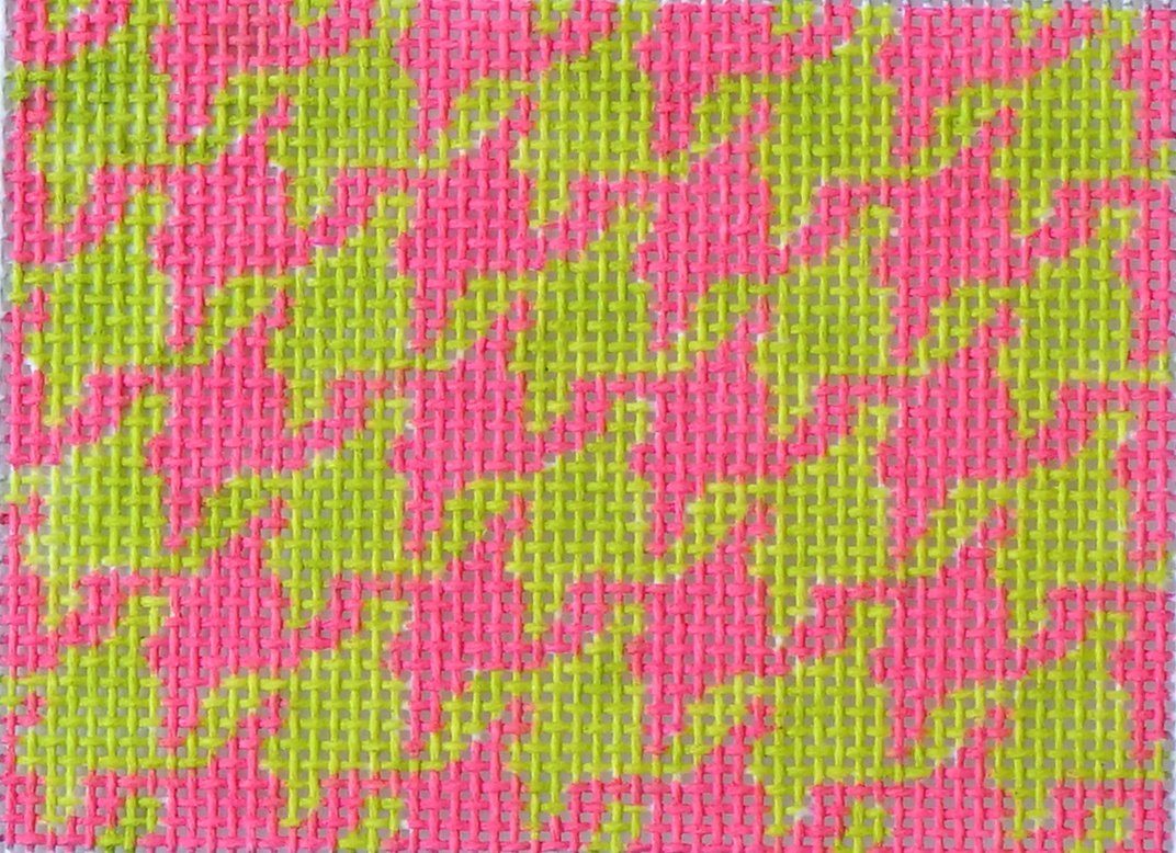 Houndstooth - Hot Pink & Lime Painted Canvas Kate Dickerson Needlepoint Collections 