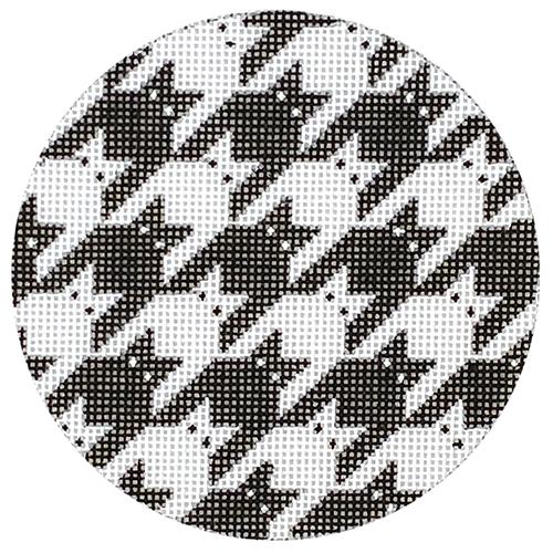 Houndstooth Kitty - Black & White Painted Canvas Eye Candy Needleart 