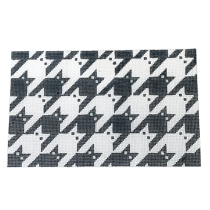 Houndstooth Kitty Wristlet - Black and White Painted Canvas Eye Candy Needleart 