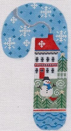 House Candy Cane Painted Canvas Danji Designs  - 1