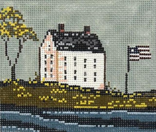 House with Flag Painted Canvas Warren Kimble 
