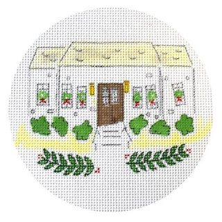 House with Wreaths Painted Canvas Camilla Moss 
