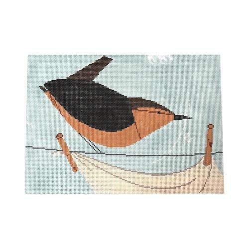 House Wren on Clothesline Painted Canvas Charley Harper 
