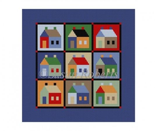 Houses Quilt Painted Canvas Susan Roberts Needlepoint Designs Inc. 