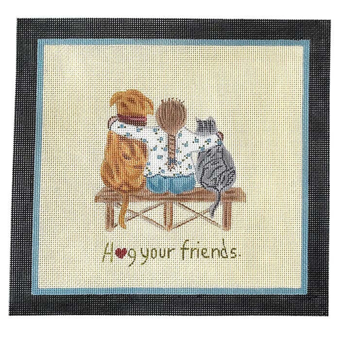 Hug Your Friends Painted Canvas CBK Needlepoint Collections  - 1