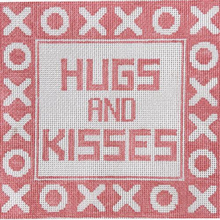 Hugs and Kisses Pillow   Pink Painted Canvas Doolittle Stitchery 
