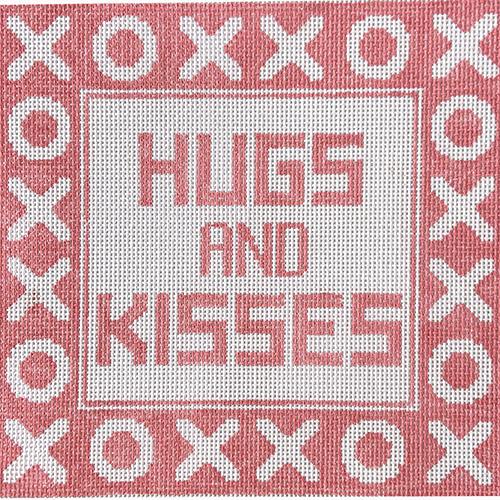 Hugs and Kisses Pillow - Pink Painted Canvas Doolittle Stitchery 