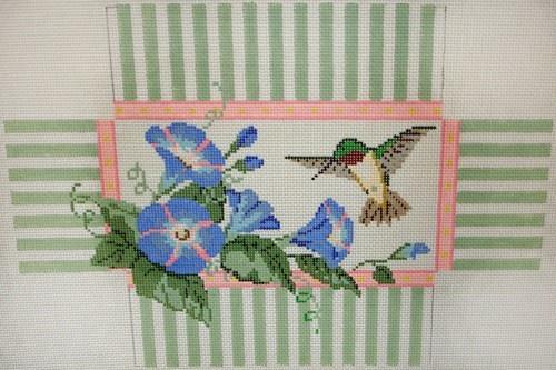 Hummingbird and Morning Glories Brick Cover Painted Canvas Susan Roberts Needlepoint Designs, Inc. 
