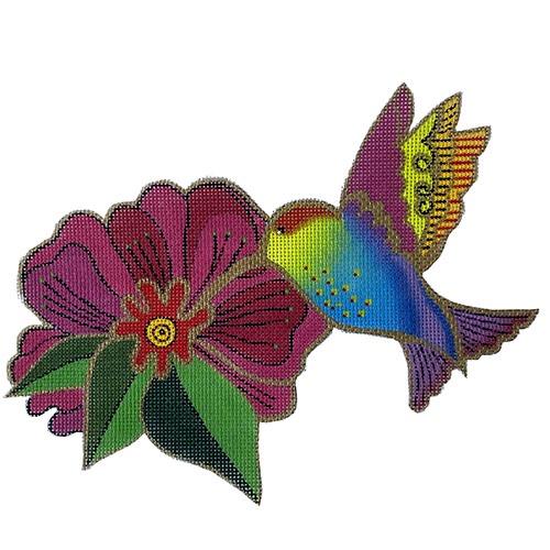 Hummingbird with Flower Painted Canvas Danji Designs  - 1