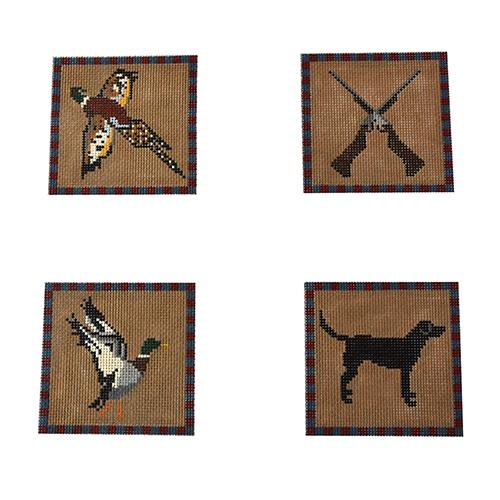 Hunting Lodge Coasters Painted Canvas The Meredith Collection  - 1