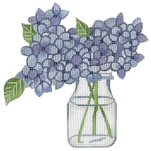 Hydrangea Bloom in Glass Vase Painted Canvas All About Stitching/The Collection Design 