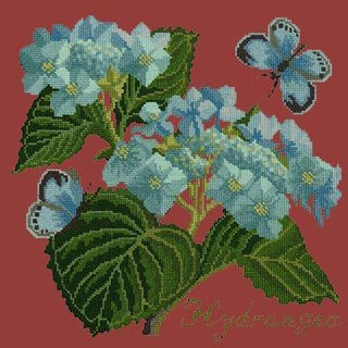 Hydrangea Needlepoint Kit Kits Elizabeth Bradley Design Dark Red 

