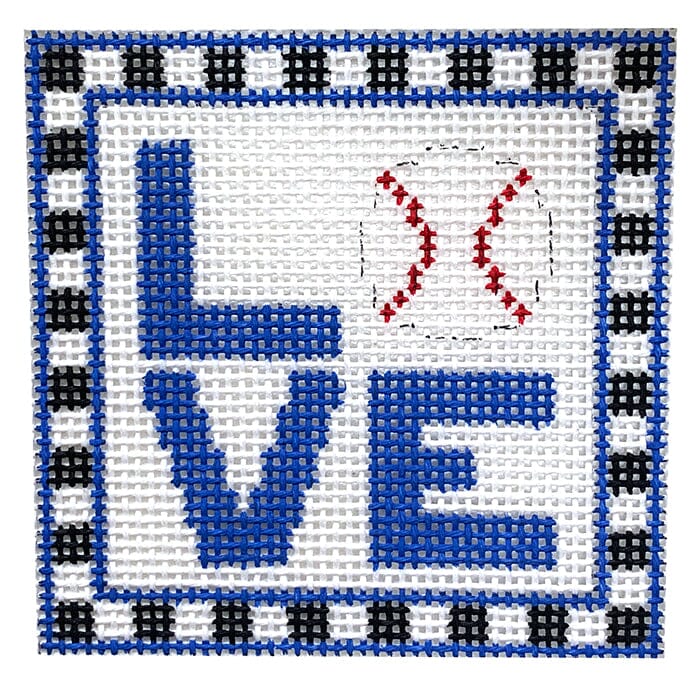 I Heart Baseball Square with Stitch Guide Painted Canvas The Princess & Me 
